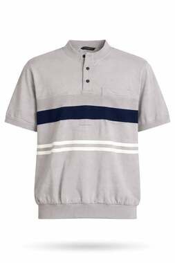 Vintage David Taylor Men's Medium Banded Bottom Striped Henley Polo Shirt